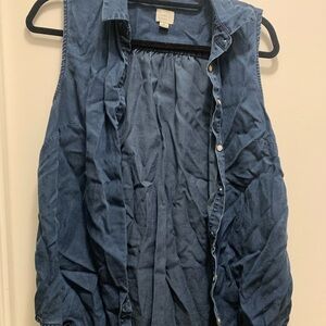 a new day Mid-Blue Sleeveless Button-Front Shirt